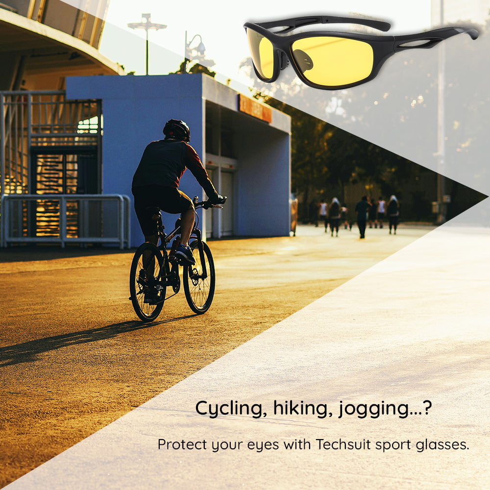 Unisex Cycling Glasses Techsuit 9309, Polarized, Black Gray