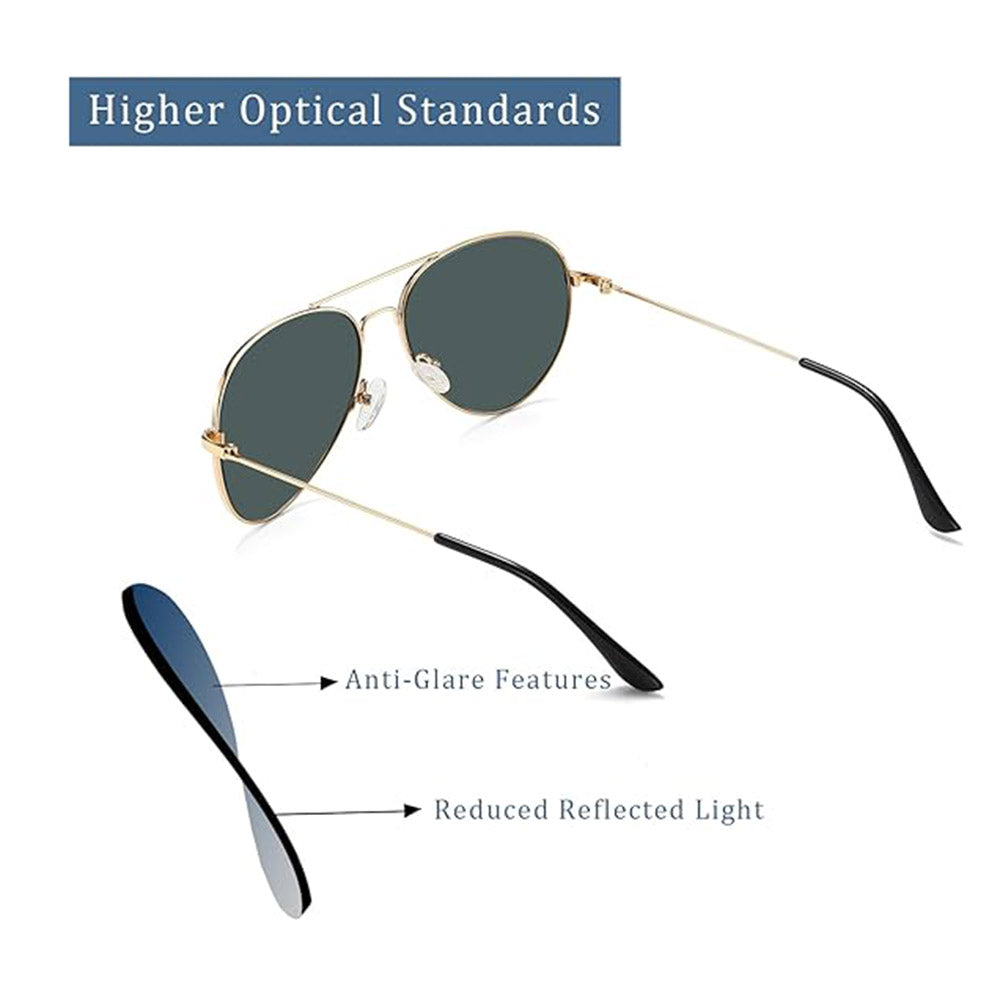 Unisex Techsuit 3025 Sunglasses, UV Protection, Gold Green