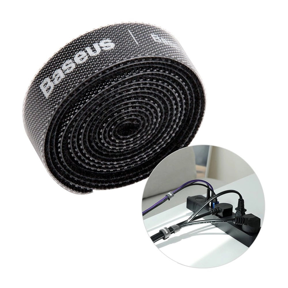 Διοργανωτής Καλωδίων Baseus Circle, Velcro, 1m, Μαύρος ACMGT-E01
