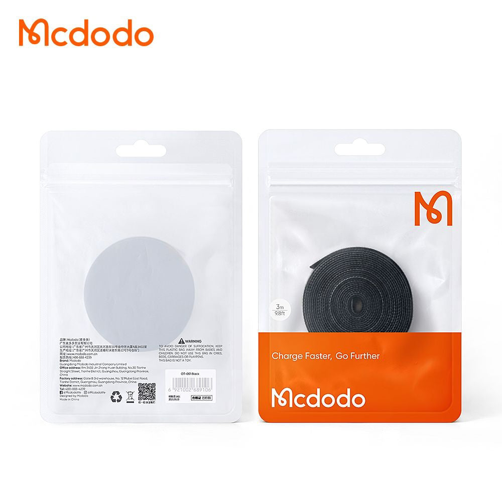 Οργανωτής Καλωδίων McDodo VS-0961 Belt, Velcro, 3m, Μαύρο