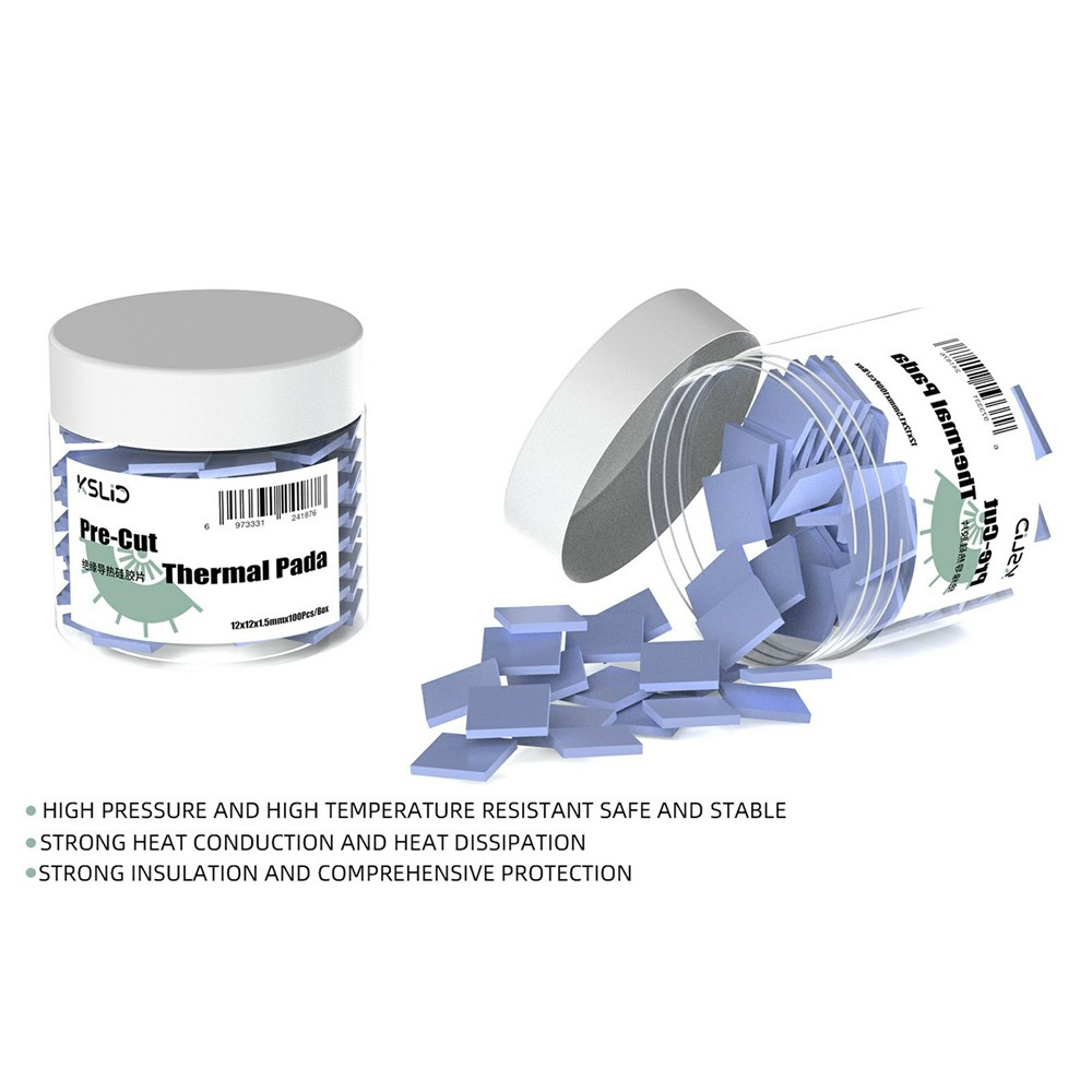 Θερμοαγώγιμο Pad KSLid P100, 12mm x 12mm x 1.5mm, Σετ 100 τεμάχια