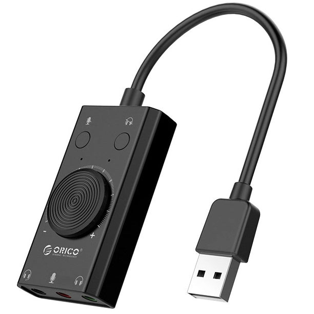 Εξωτερική κάρτα ήχου USB Orico SC2, 3 x Jack 3.5mm, Μαύρη