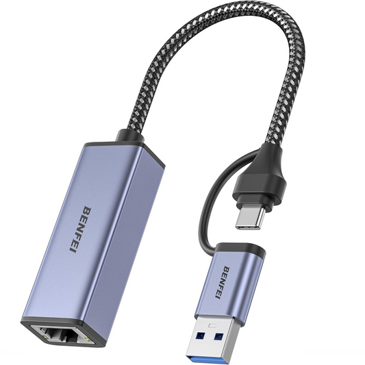 Κάρτα Δικτύου Benfei, RJ45, USB-C / USB, Γκρι