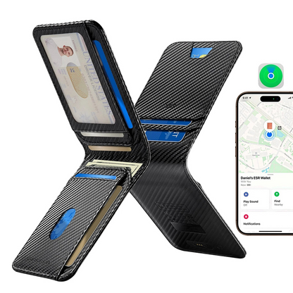 Πορτοφόλι ESR Classic Geo Carbon με λειτουργία Find My και προστασία RFID, Μαύρο, Επανασφραγισμένο