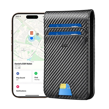 Πορτοφόλι ESR Classic Geo Carbon με λειτουργία Find My και προστασία RFID, Μαύρο, Επανασφραγισμένο