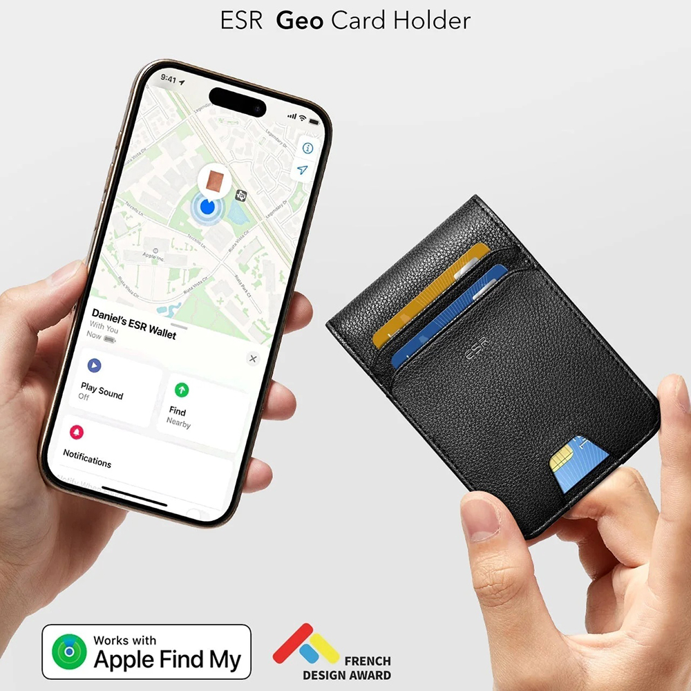 Πορτοφόλι ESR Classic Geo Carbon με λειτουργία Find My και προστασία RFID, Μαύρο, Επανασφραγισμένο