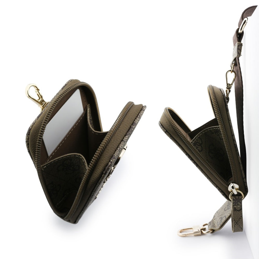 Πορτοφόλι και Λουράκι Τηλεφώνου Guess 4G Metal Logo, Καφέ