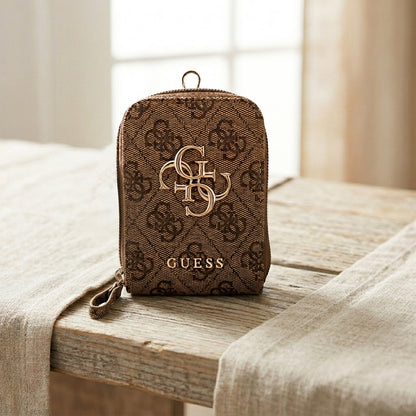 Πορτοφόλι και Λουράκι Τηλεφώνου Guess 4G Metal Logo, Καφέ