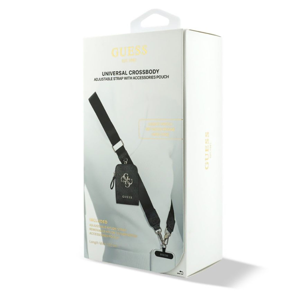 Πορτοφόλι και Λουράκι Τηλεφώνου Guess 4G Metal Logo, Μαύρο