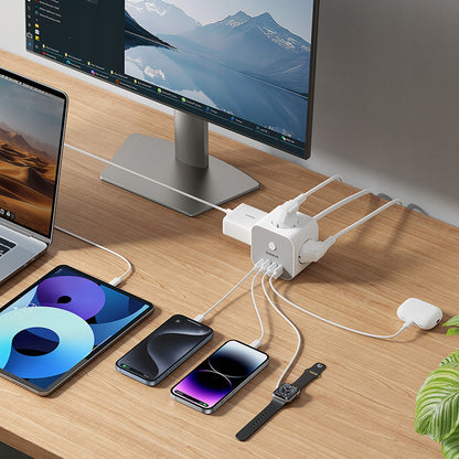 Πολύπριζο Baseus PowerCombo 7in1, 20W, 3A, 3 x USB-A - 1 x USB-C - 3 x Schuko, Λευκό E00066401213-00