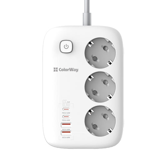 Πολύπριζο ColorWay, 3 x Schuko, Λευκό
