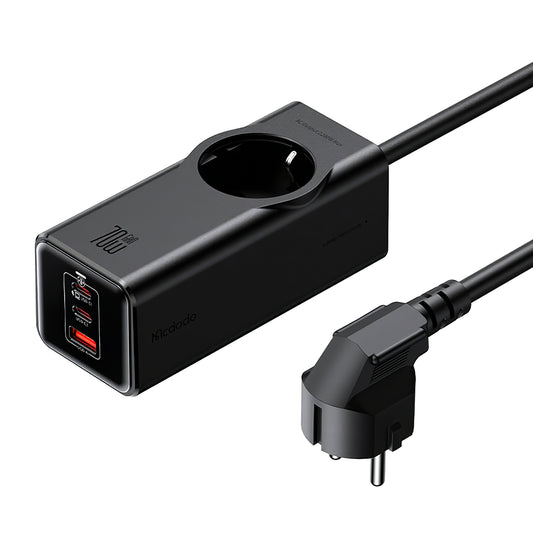 McDodo CH-4620 Extension Cord, 1 x Schuko - 1 x USB-A - 2 x USB-C, Black