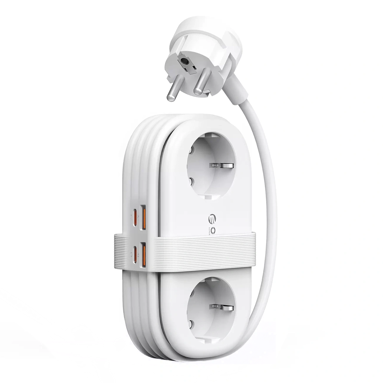 Orico AP3 Extension Cord, 2 x Schuko - 2 x USB-A - 2 x USB-C, White