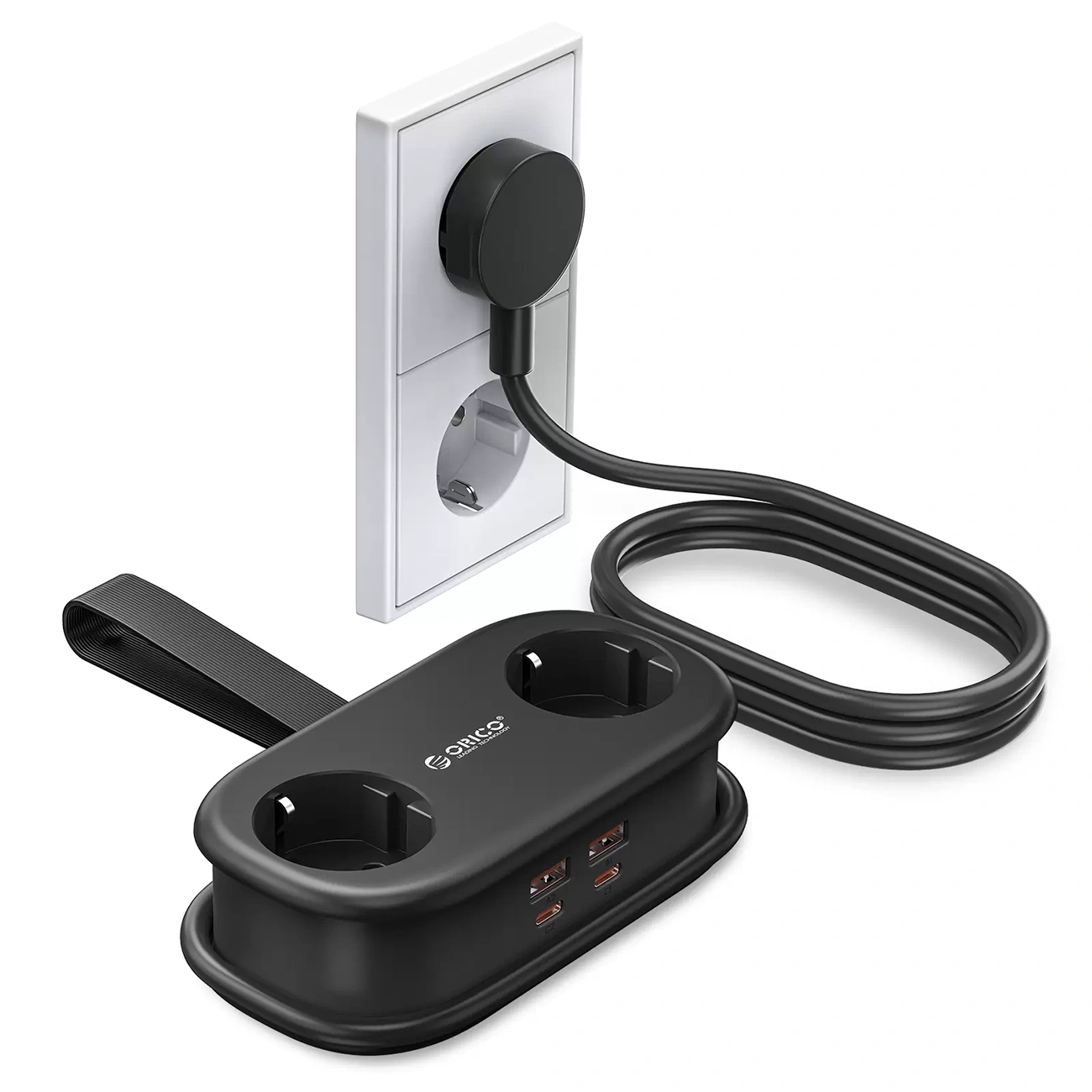 Πολύπριζο Orico AP3, 2 x Schuko - 2 x USB-A - 2 x USB-C, Μαύρο