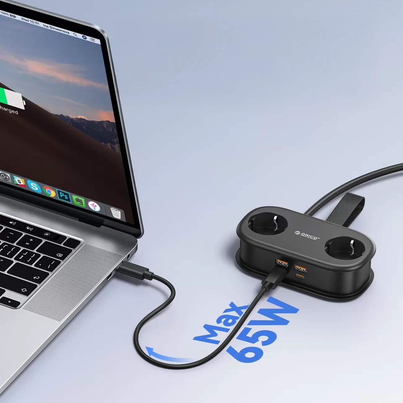 Πολύπριζο Orico AP3, 2 x Schuko - 2 x USB-A - 2 x USB-C, Μαύρο