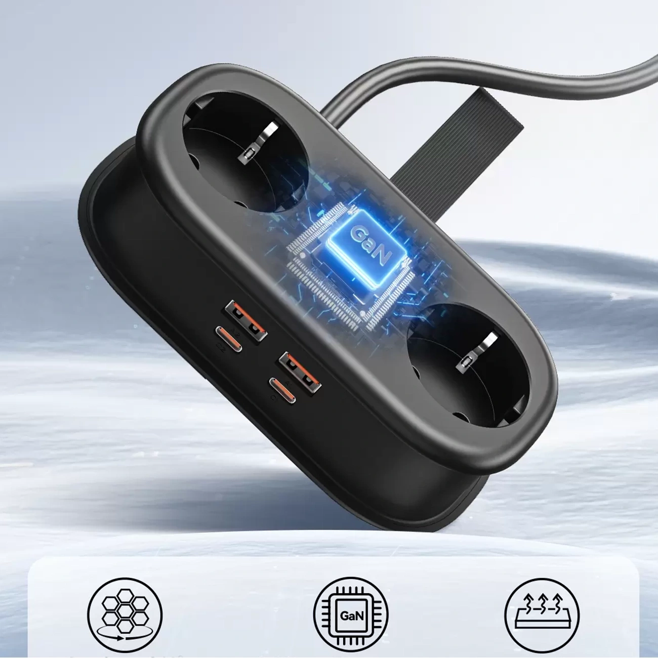 Πολύπριζο Orico AP3, 2 x Schuko - 2 x USB-A - 2 x USB-C, Μαύρο