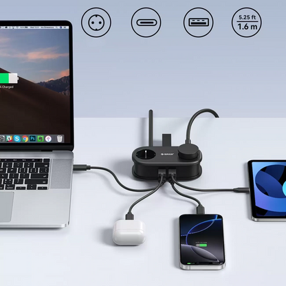 Πολύπριζο Orico AP3, 2 x Schuko - 2 x USB-A - 2 x USB-C, Μαύρο
