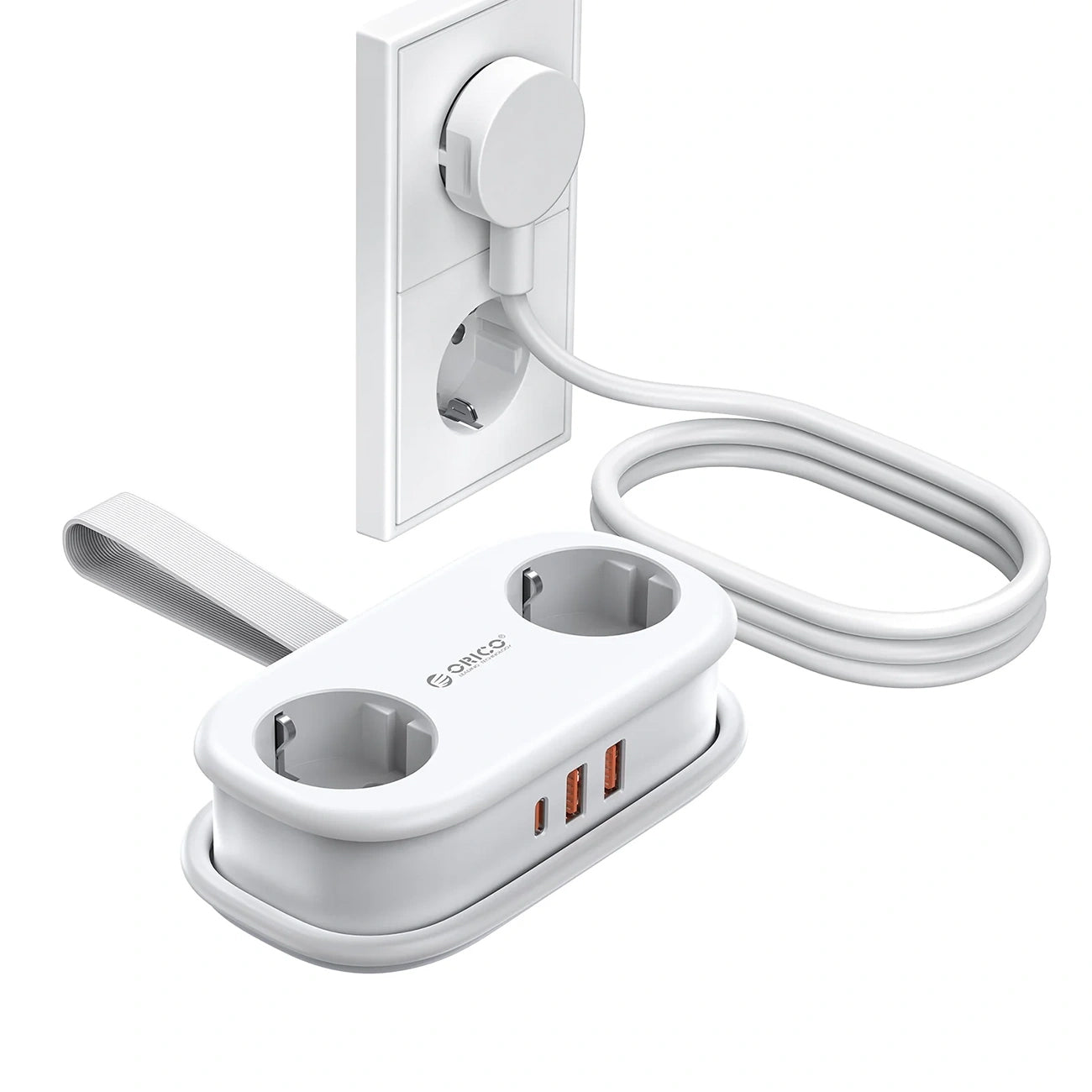 Προέκταση Orico APP, 2 x Schuko - 2 x USB-A - 1 x USB-C, Λευκό