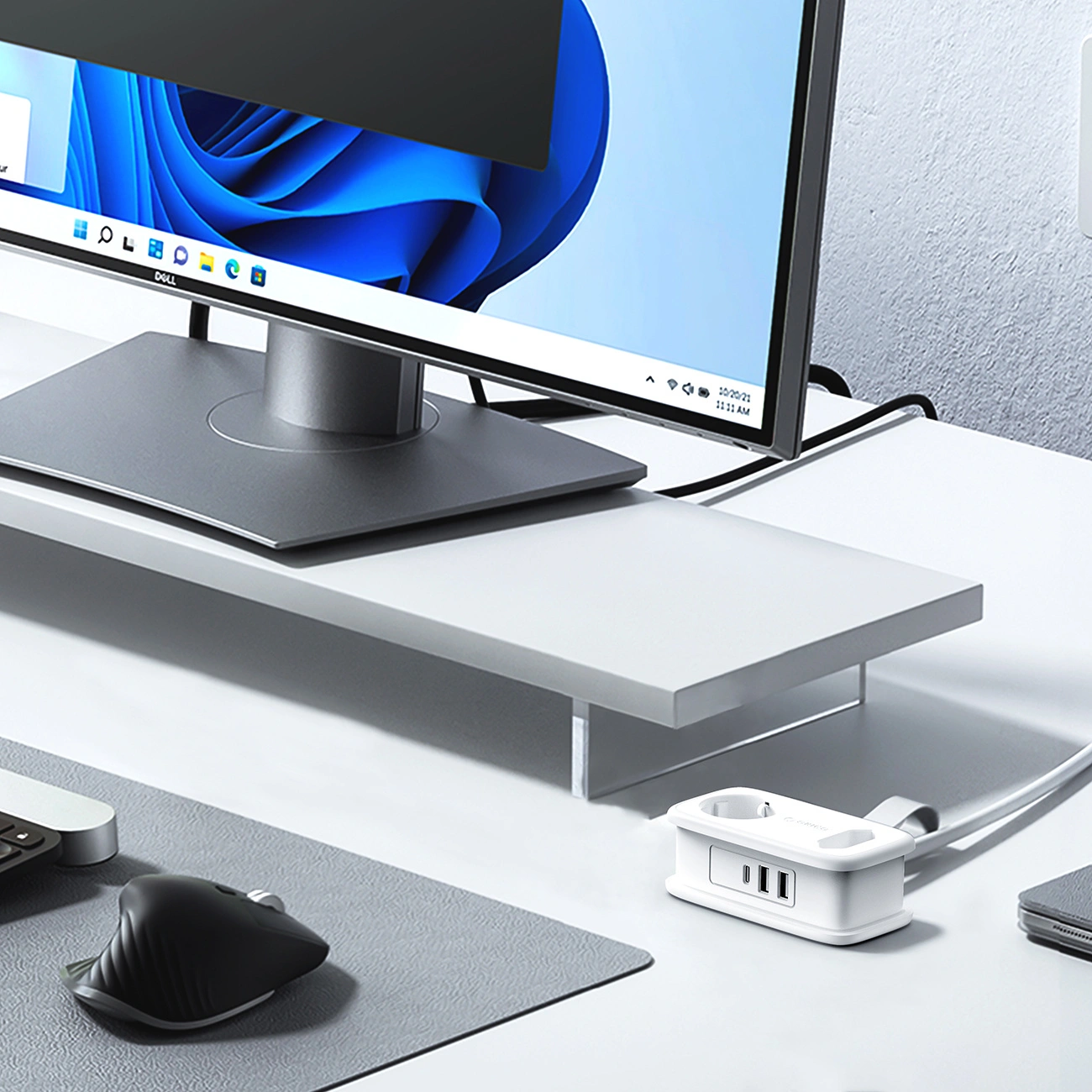 Προέκταση Orico APP, 2 x Schuko - 2 x USB-A - 1 x USB-C, Λευκό Γκρι