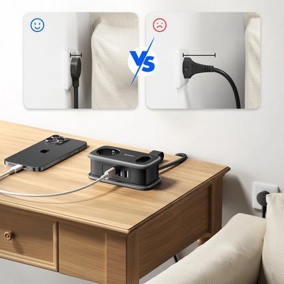 Προέκταση Orico APP, 2 x Schuko - 2 x USB-A - 1 x USB-C, Μαύρο Γκρι