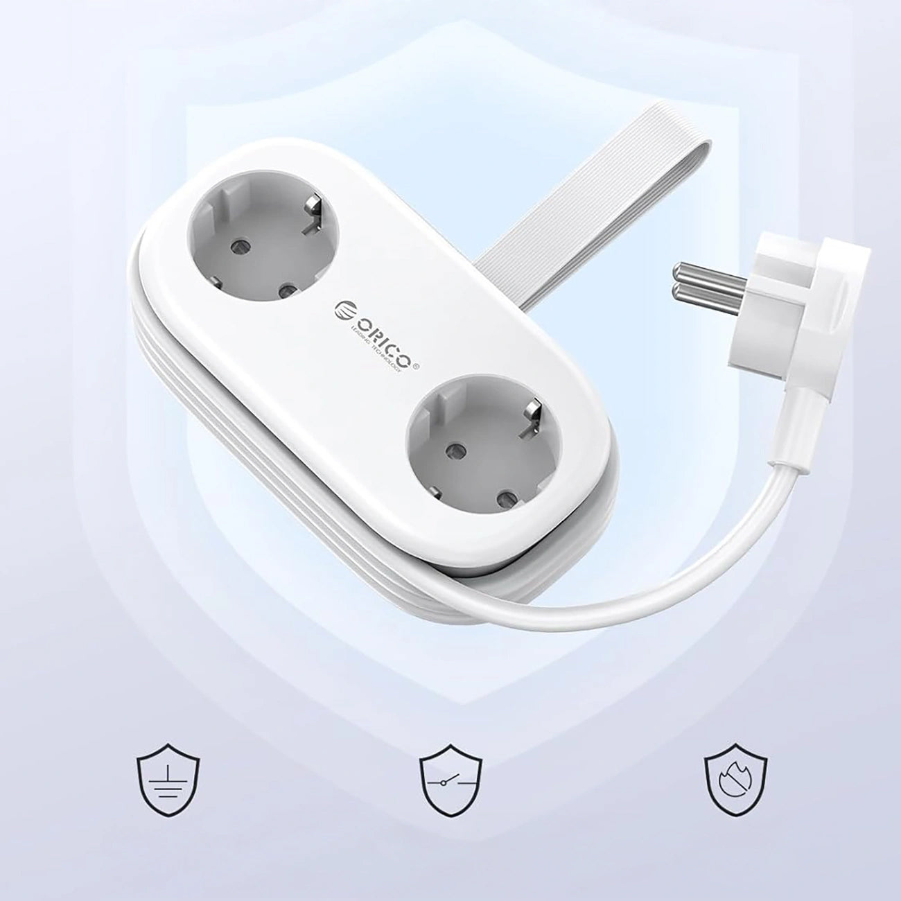 Προέκταση Orico APP, 2 x Schuko - 2 x USB-A - 1 x USB-C, Λευκό