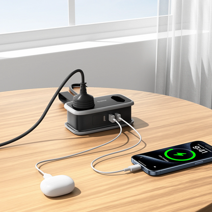 Προέκταση Orico APP, 2 x Schuko - 2 x USB-A - 1 x USB-C, Μαύρο Γκρι