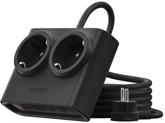 Προέκταση Orico PDC25, 2 x Schuko - 2 x USB-A - 2 x USB-C, Μαύρο