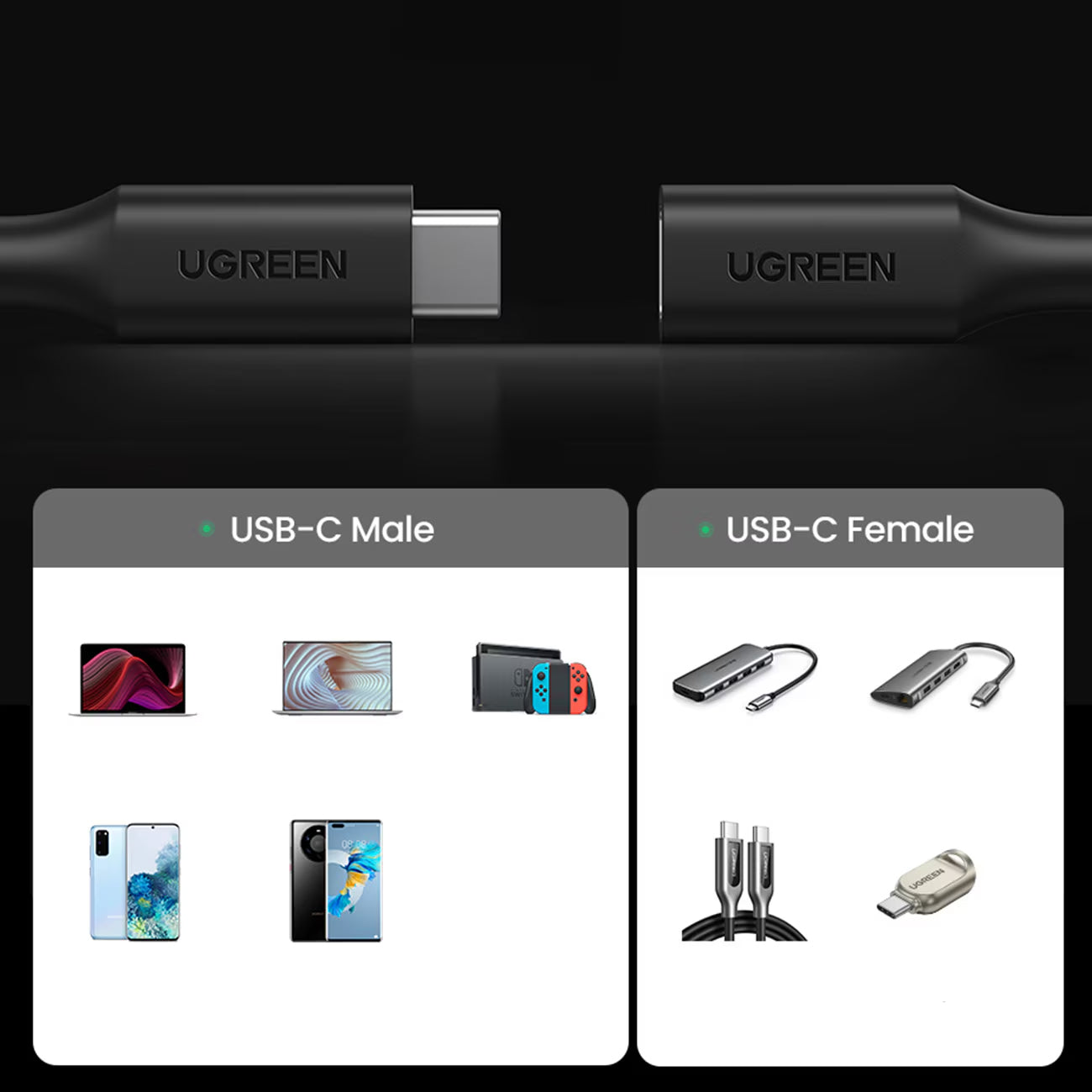 Παράταση USB-C UGREEN US353, 1m, Μαύρο