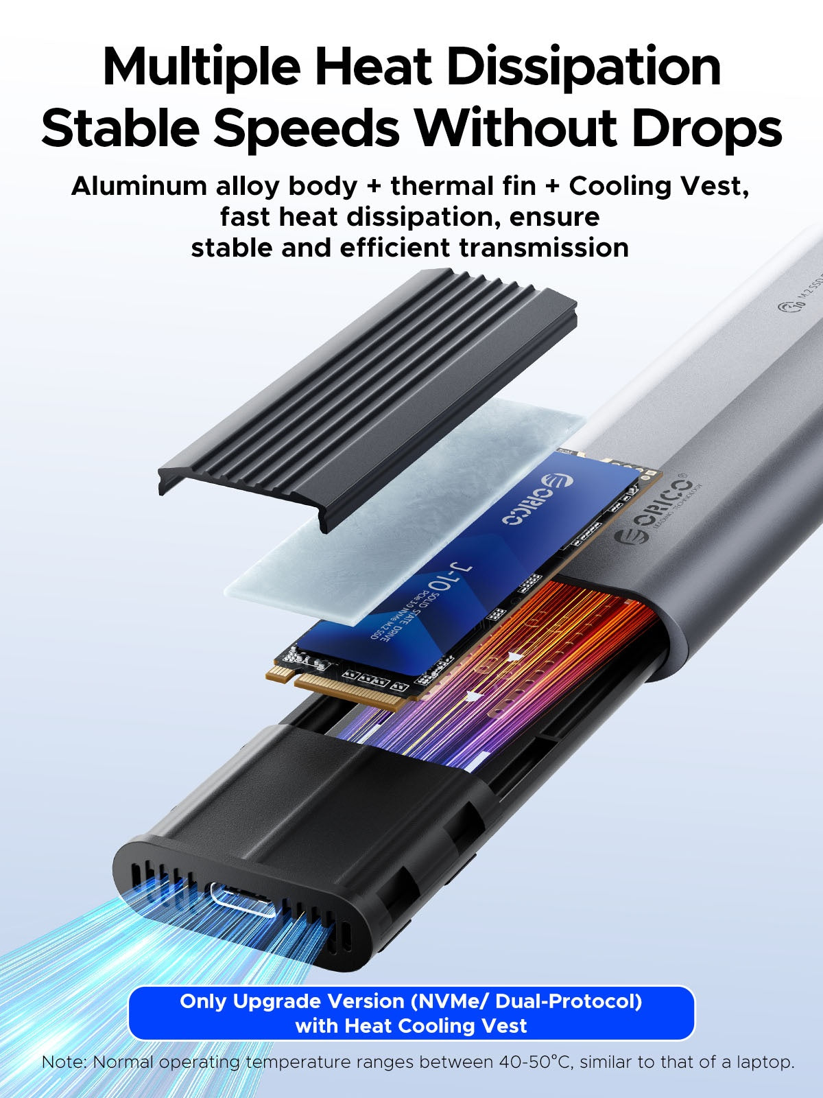Orico AXM2-G2 Rack for M.2 NVMe SSD, Gray