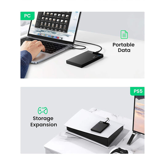 Rack UGREEN US221 (50743) για HDD / SSD SATA 2.5inch, USB-C, Μαύρο