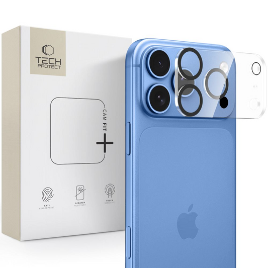 Tech-Protect Cam Fit+ Rear Camera Protection Frame for Apple iPhone 18 Pro, Tempered Glass, Transparent