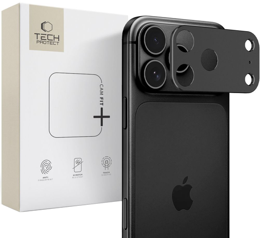 Προστατευτική θήκη κάμερας πίσω Tech-Protect Camalloy Fit+ για Apple iPhone 18 Pro Max, Αλουμίνιο, Μαύρο
