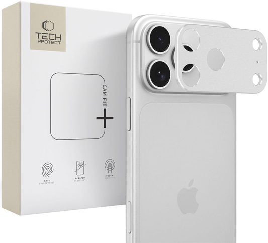 Προστατευτικό πλαίσιο πίσω κάμερας Tech-Protect Camalloy Fit+ για Apple iPhone 18 Pro Max, αλουμίνιο, ασημί.