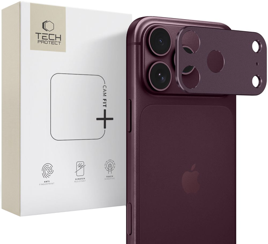 Πλαίσιο προστασίας πίσω κάμερας Tech-Protect Camalloy Fit+ για Apple iPhone 18 Pro Max, αλουμίνιο, μπορντό
