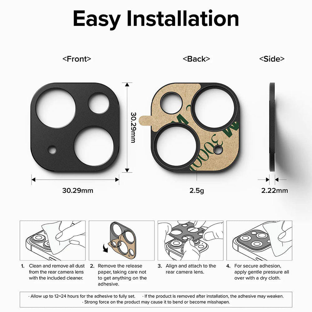 Πλαίσιο προστασίας Κάμερας Πίσω Ringke Styling για Apple iPhone 15 Plus / 15, Αλουμίνιο, Μαύρο