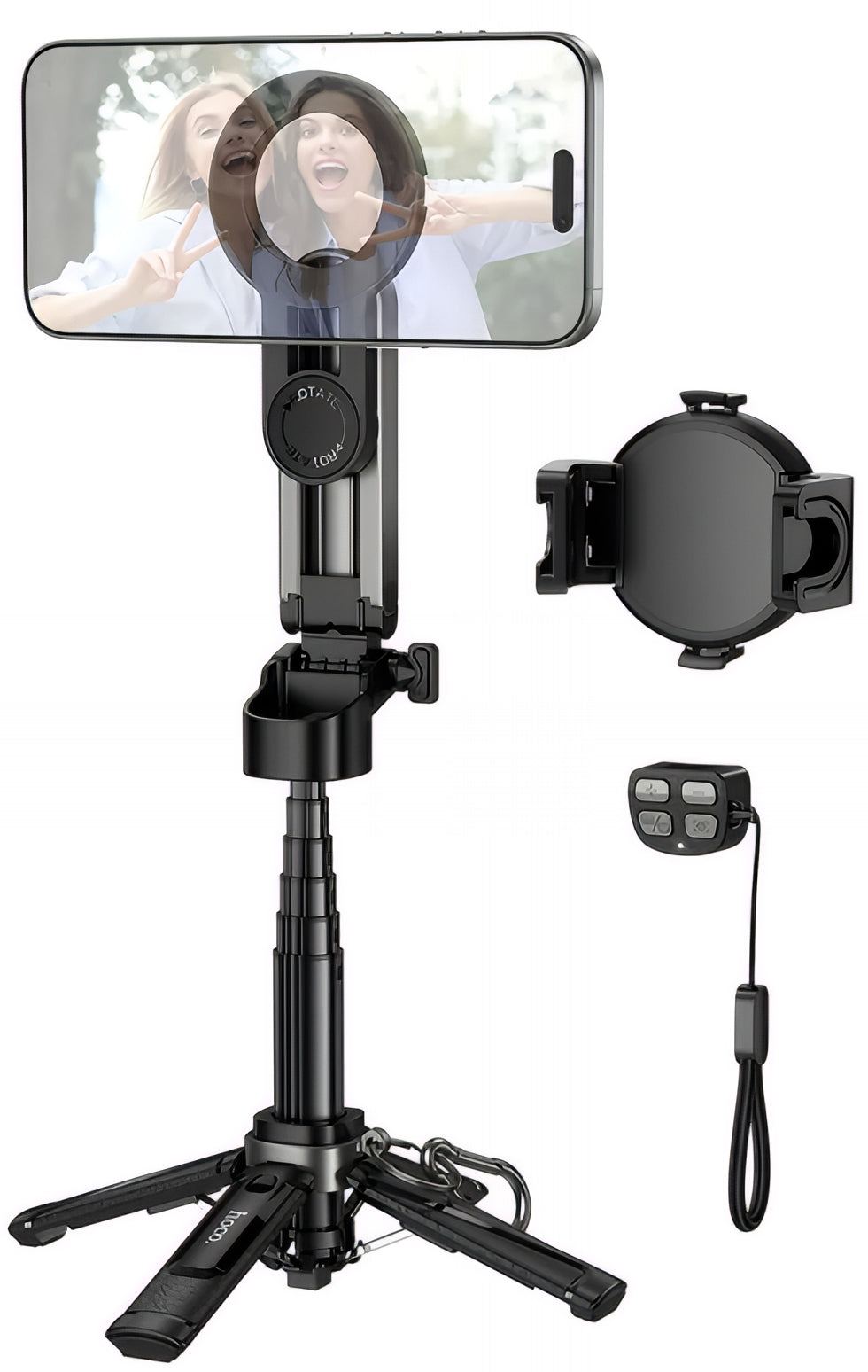 Selfie Stick Bluetooth HOCO K27 Pro, Παγκόσμιος, Μαύρο