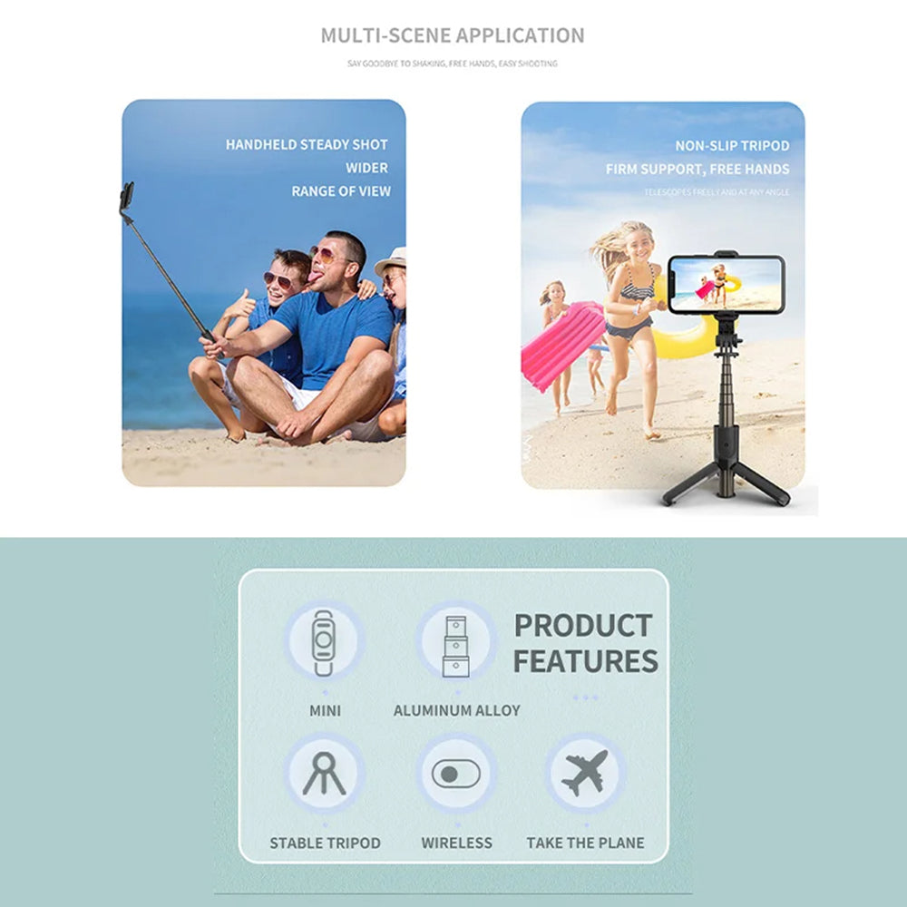 Selfie Stick Bluetooth Techsuit L10, Universal, Μαύρο