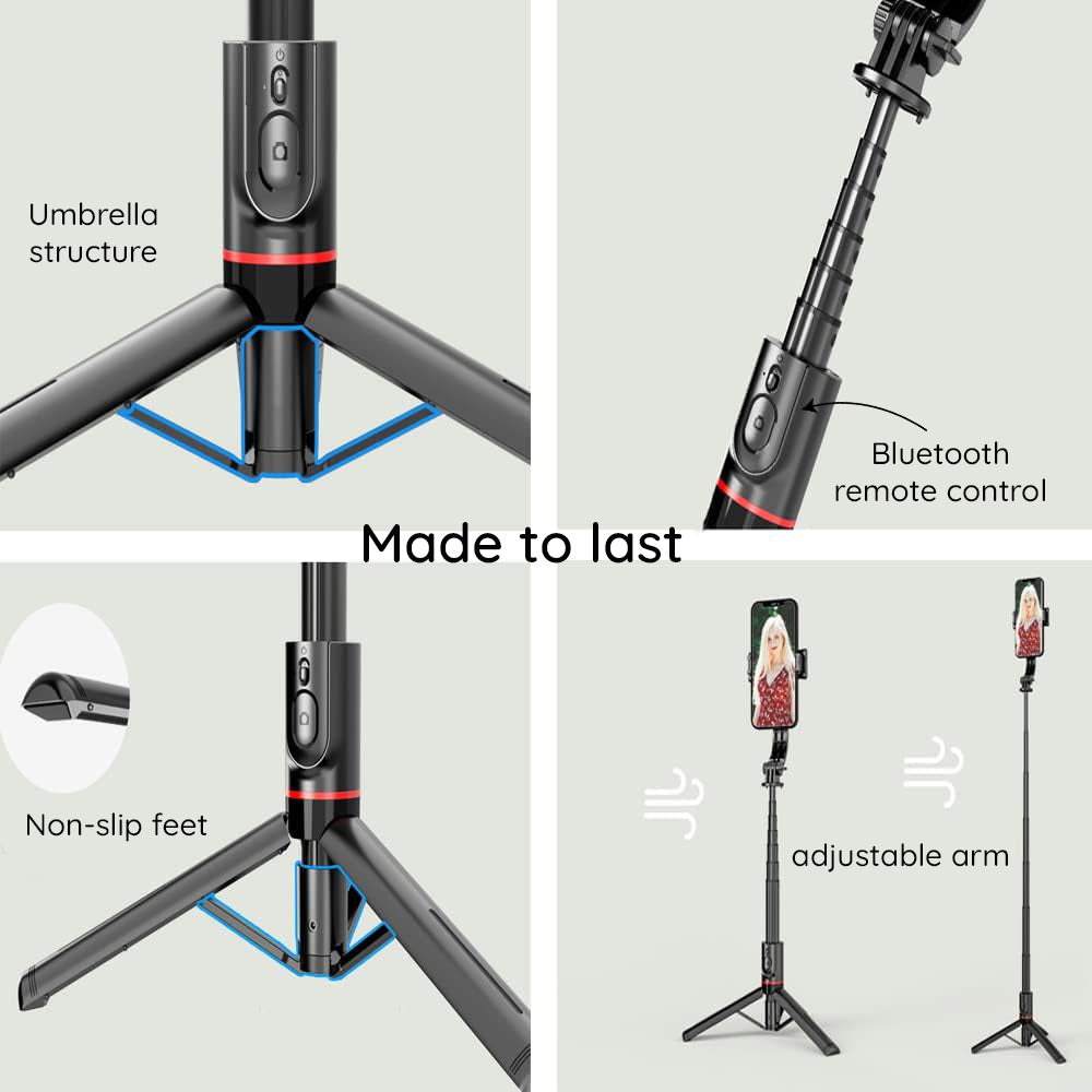 Selfie Stick Bluetooth Techsuit L12, Παγκόσμιος, Μαύρο