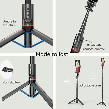 Selfie Stick Bluetooth Techsuit L12, Παγκόσμιος, Μαύρο