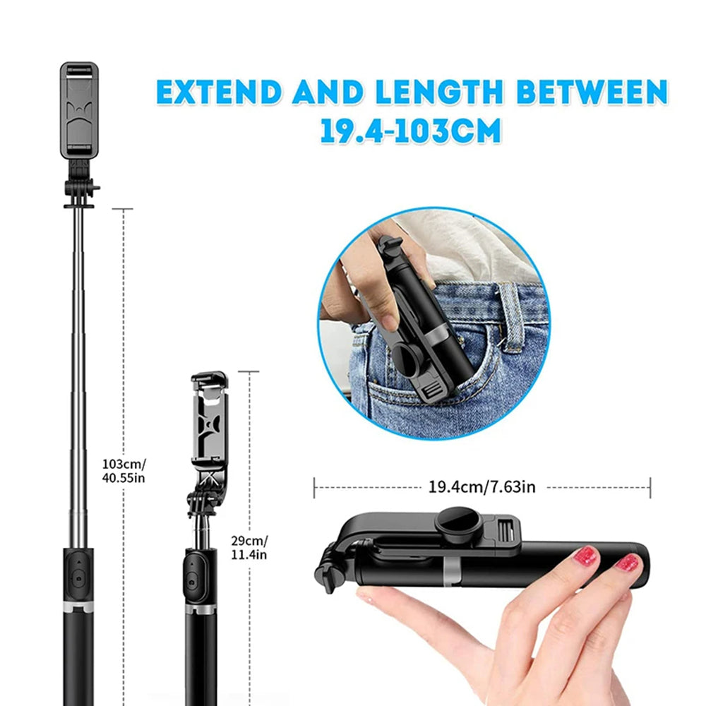 Selfie Stick Bluetooth Techsuit Q02, Universal, Black