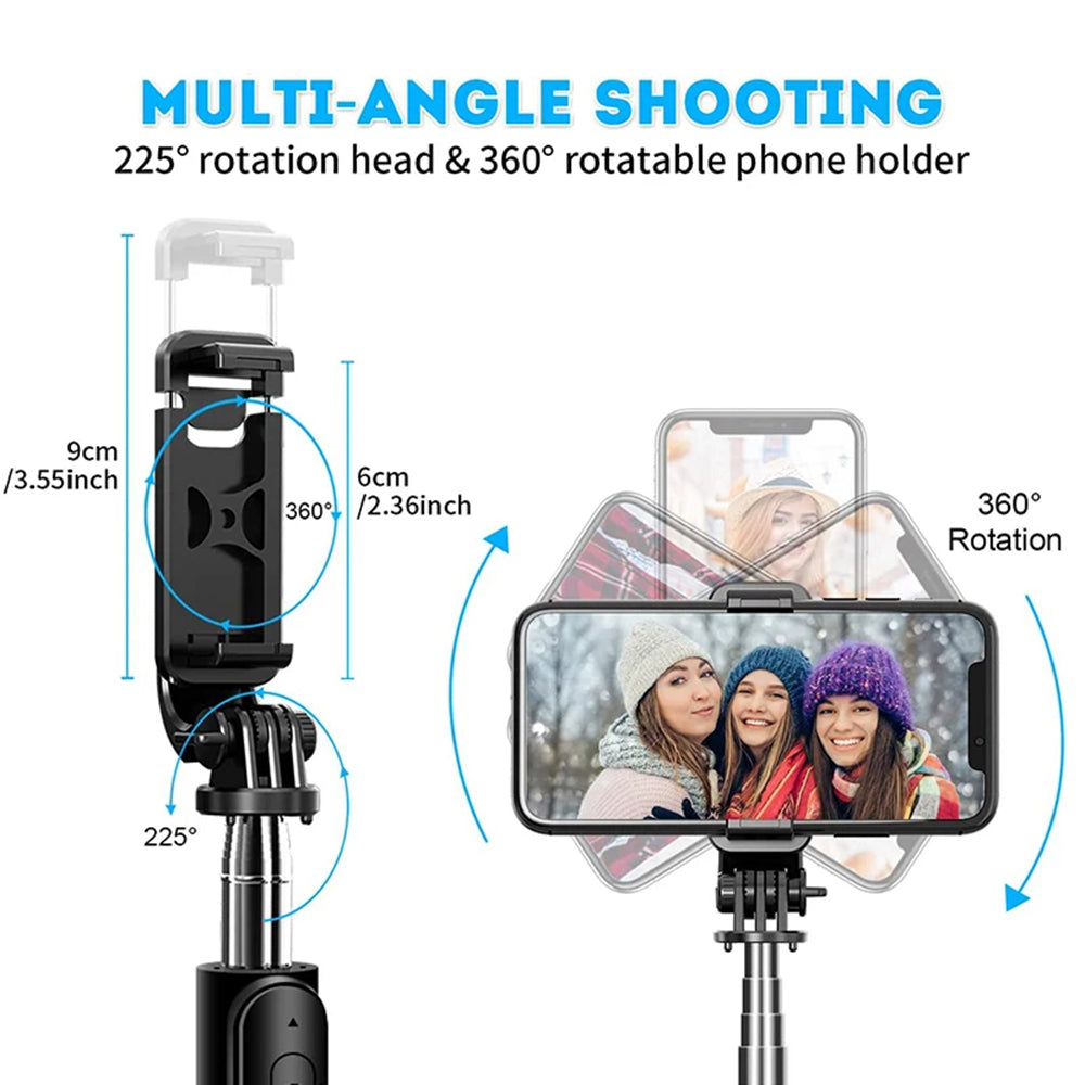 Selfie Stick Bluetooth Techsuit Q02, Universal, Black