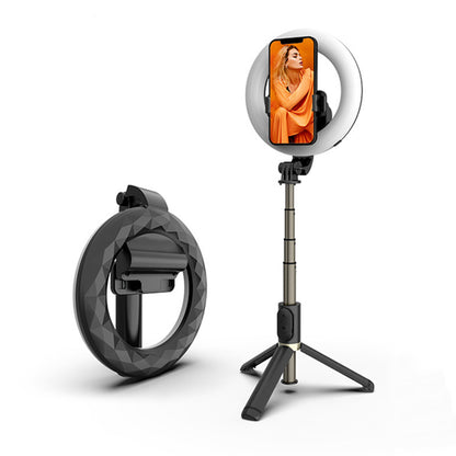 Selfie Stick Bluetooth Techsuit Q07 Ring Light, Universal, Μαύρο