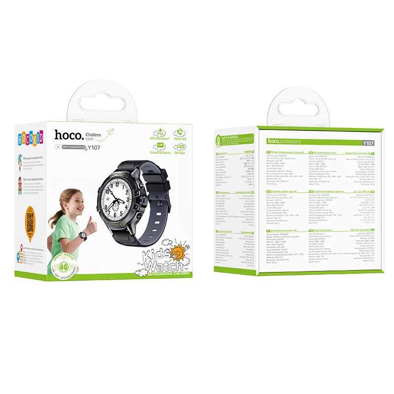 Smartwatch HOCO Y107 Kids Call, Μαύρο, Επανασφραγισμένο