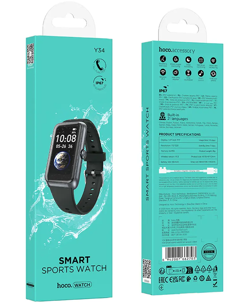 Smartwatch HOCO Y34 Call, Μαύρο