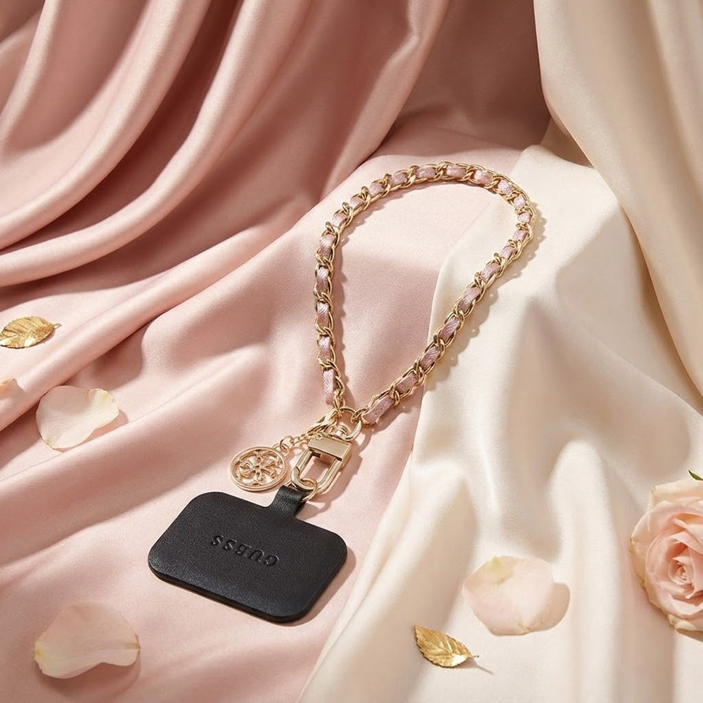 Κορδόνι Τηλεφώνου Guess Saffiano 4G Charm, Μαύρο