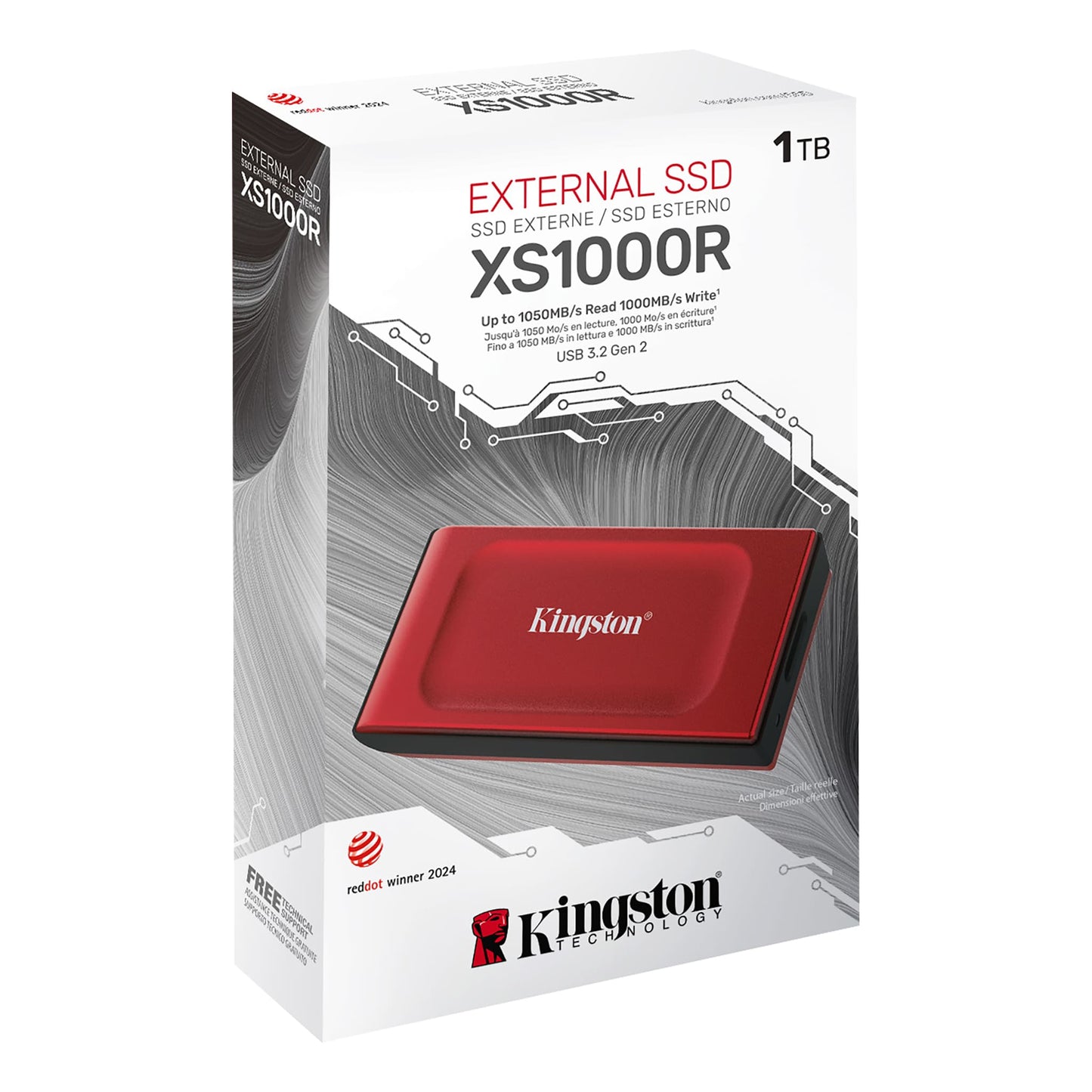 Solid State Drive (SSD Εξωτερικός) Kingston XS1000, 1TB, Κόκκινο SXS1000R/1000G