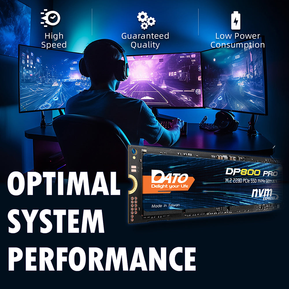 Solid State Drive (SSD) Dato DP800 Pro, NVME M.2 2280, PCIe, 4TB, Μαύρο DP800PSSD-4TB