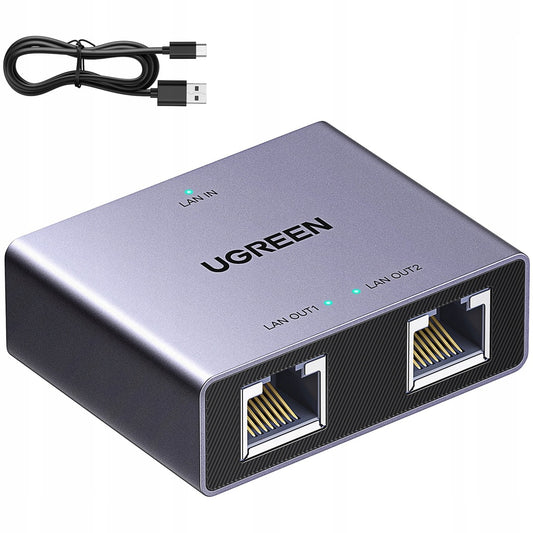 Splitter Retea UGREEN NW301, RJ45 - 2 x RJ45, Gri