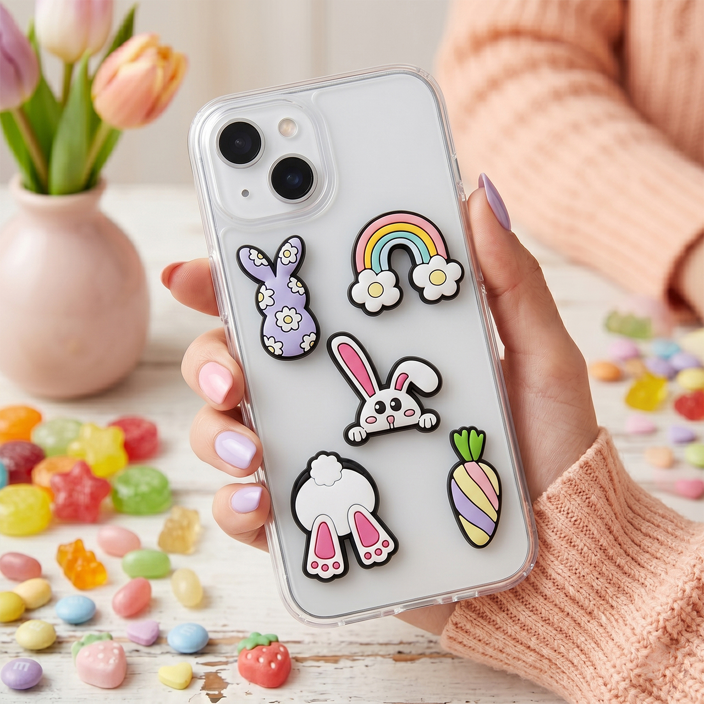 Αυτοκόλλητο 3D OEM Bunny για Θήκη Τηλεφώνου / Tablet, Σετ 5 τεμάχια, Πολύχρωμο