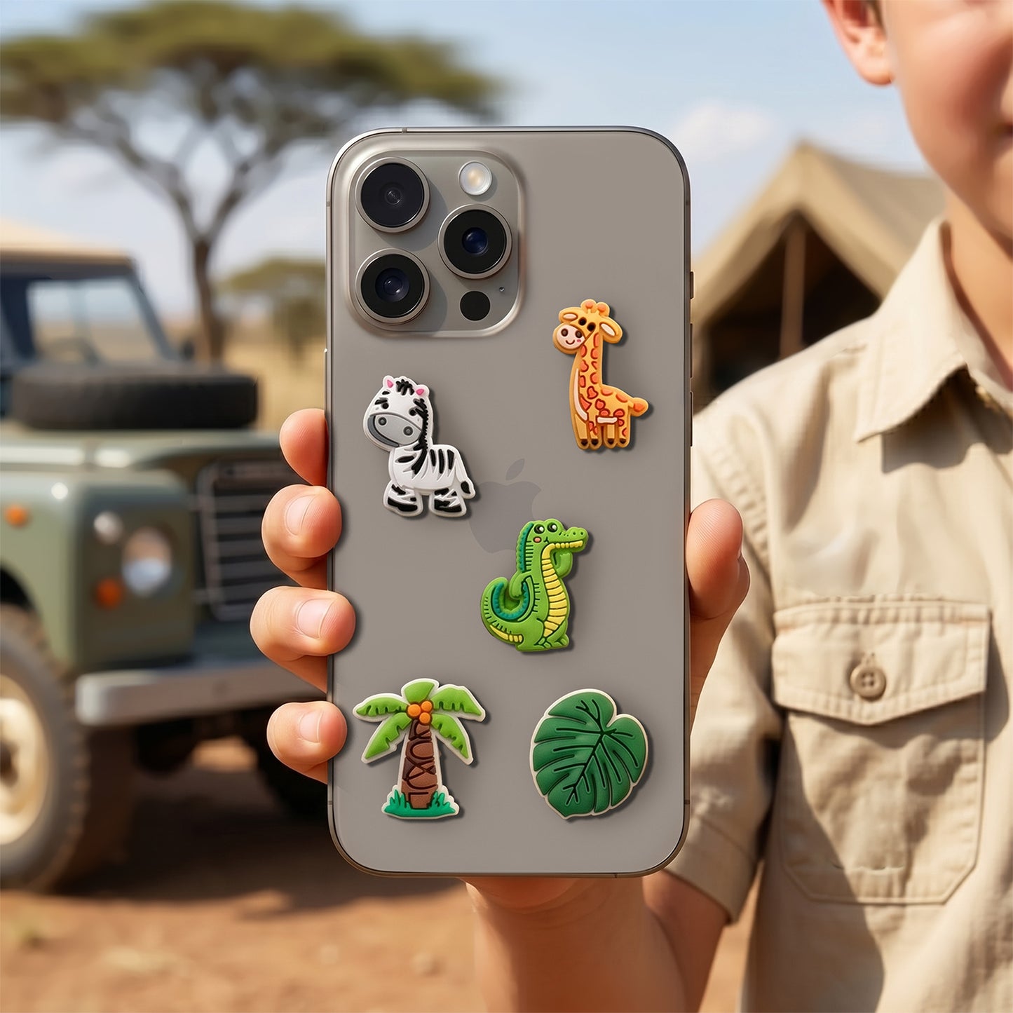 3D OEM Jungle Sticker for Phone / Tablet Case, Set of 5 pieces, Multicolor